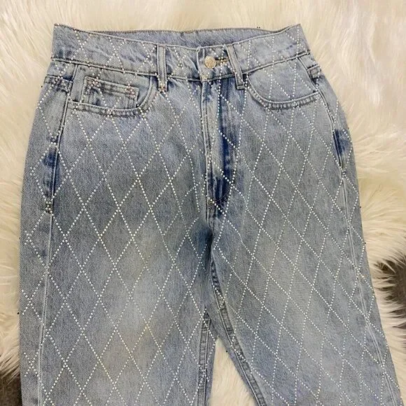 Zara Diamond Patterned Blue Jeans - Picture 2 of 8